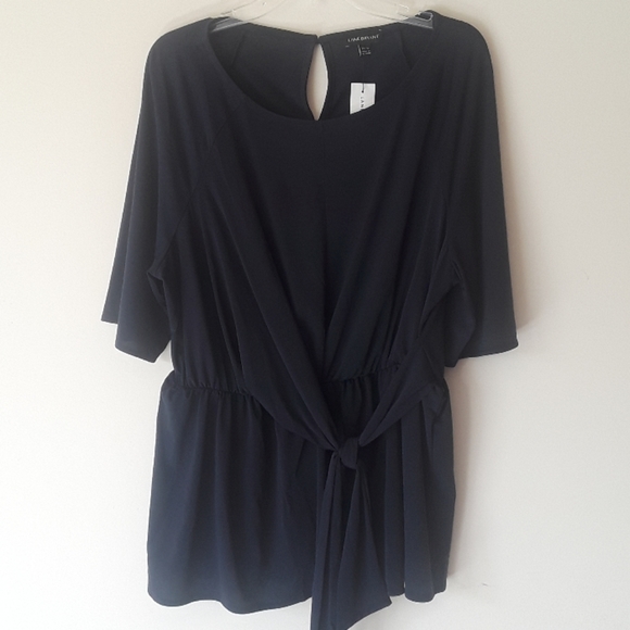 Lane Bryant Navy Blue Tie Shirt - Picture 1 of 5